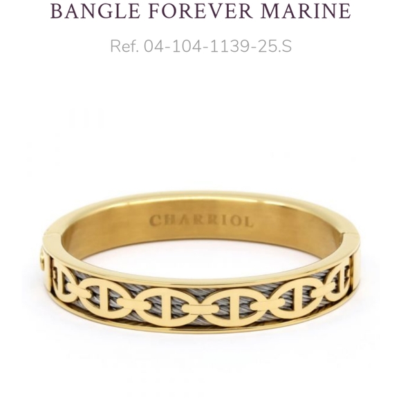 Charriol Marine Maritime Two Tone Medium Bangle New $350 Bracelet Cable Link